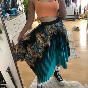 Teal satin skirt